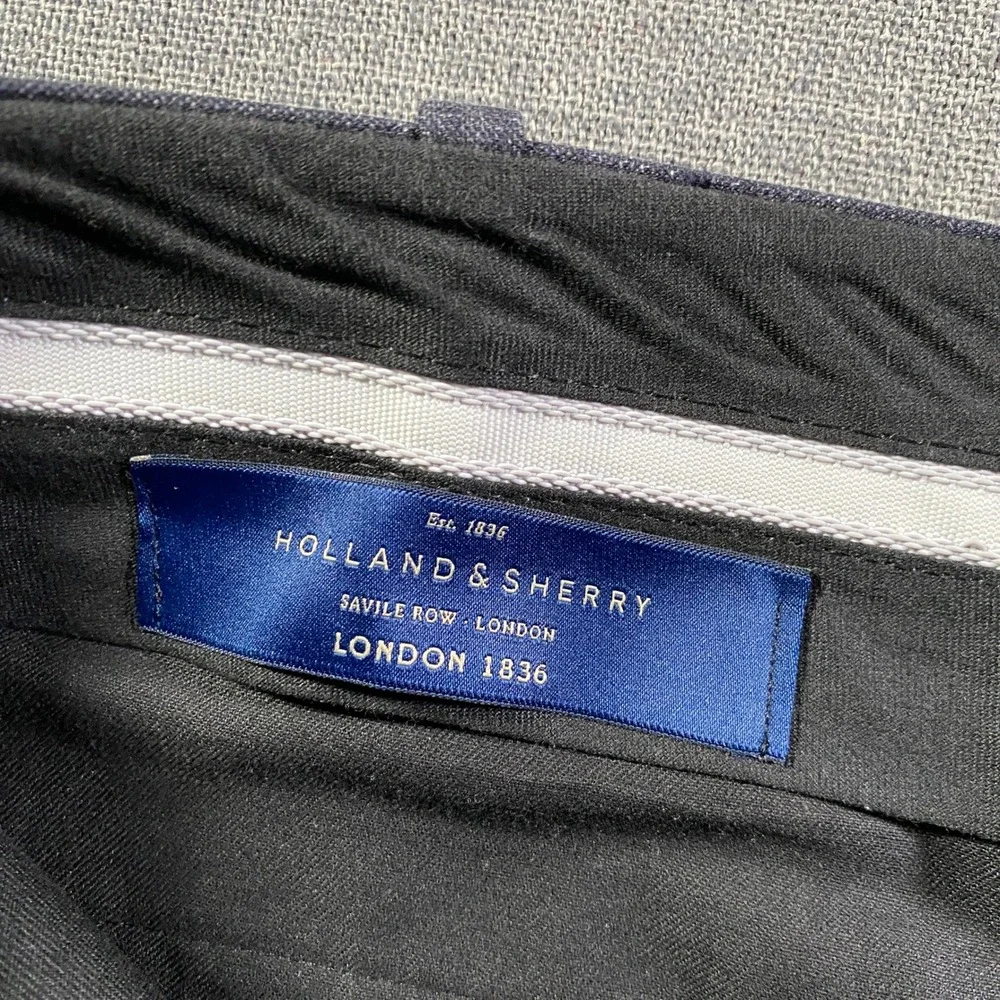Holland Sherry Mens Charcoal Textured Wool Dress Pants Size 36x29 Tailored USA